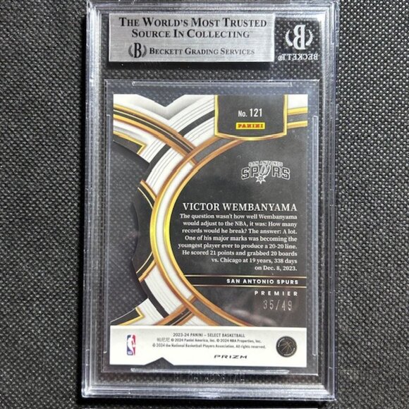 2024 Panini Select Victor Wembanyama Bronze Checker Die Cut Prizm /49 BGS 9 MINT - Picture 3 of 4